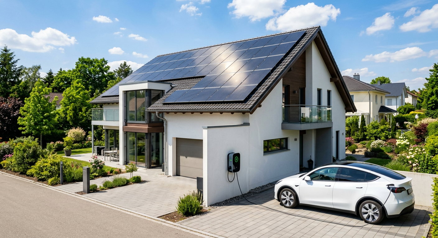 Slimme laadpaal gekoppeld aan zonnepanelen